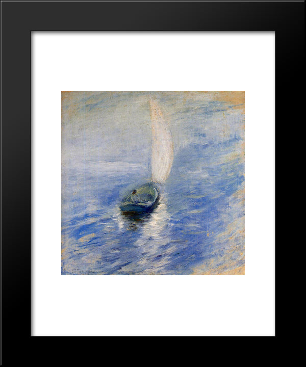 Sailing In The Mist 20x24 Black Modern Wood Framed Art Print Poster by Twachtman, John Henry
