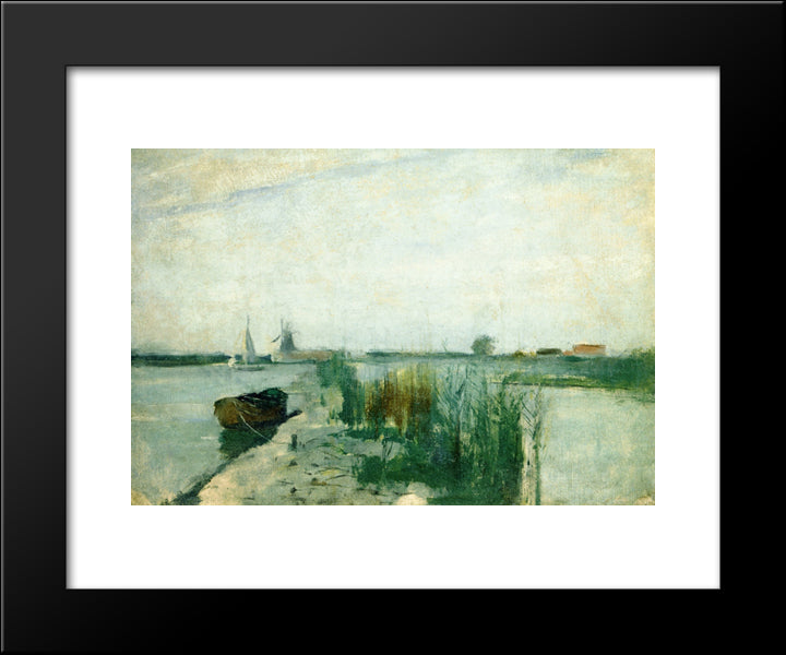 Scene Along A Dutch River 20x24 Black Modern Wood Framed Art Print Poster by Twachtman, John Henry