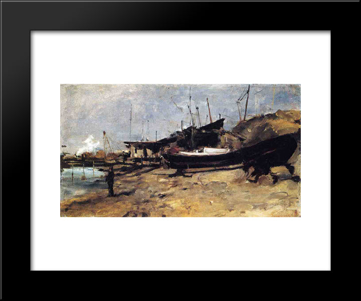 The Boat Yard 20x24 Black Modern Wood Framed Art Print Poster by Twachtman, John Henry