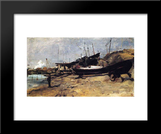 The Boat Yard 20x24 Black Modern Wood Framed Art Print Poster by Twachtman, John Henry