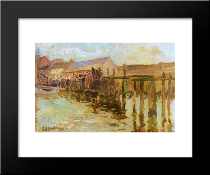 The Landing, Newport 20x24 Black Modern Wood Framed Art Print Poster by Twachtman, John Henry