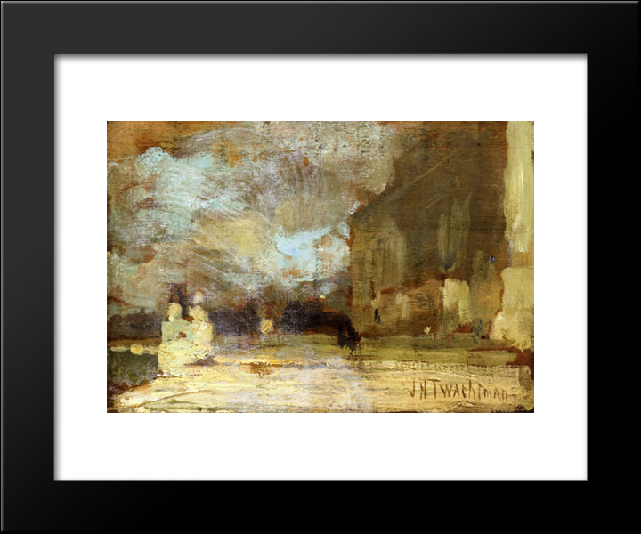 The Quai, Venice 20x24 Black Modern Wood Framed Art Print Poster by Twachtman, John Henry