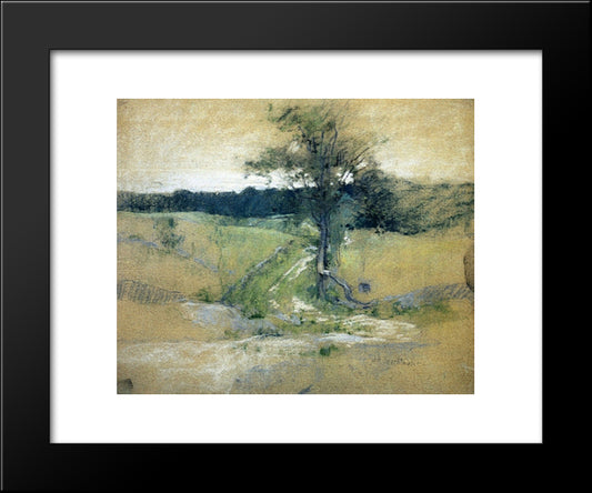 Tree By A Road 20x24 Black Modern Wood Framed Art Print Poster by Twachtman, John Henry
