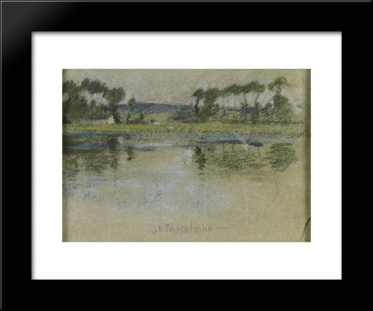 Trees Across The River 20x24 Black Modern Wood Framed Art Print Poster by Twachtman, John Henry