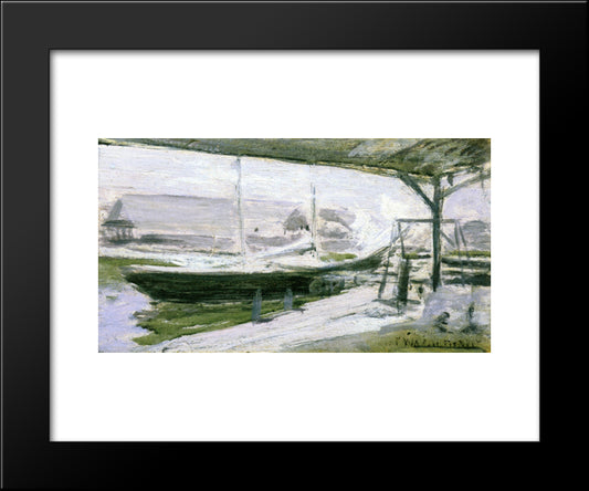 Under The Wharves 20x24 Black Modern Wood Framed Art Print Poster by Twachtman, John Henry