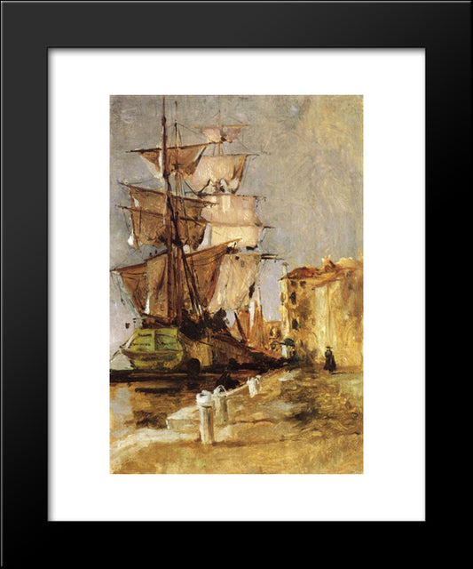Venetian Sailing Vessel 20x24 Black Modern Wood Framed Art Print Poster by Twachtman, John Henry