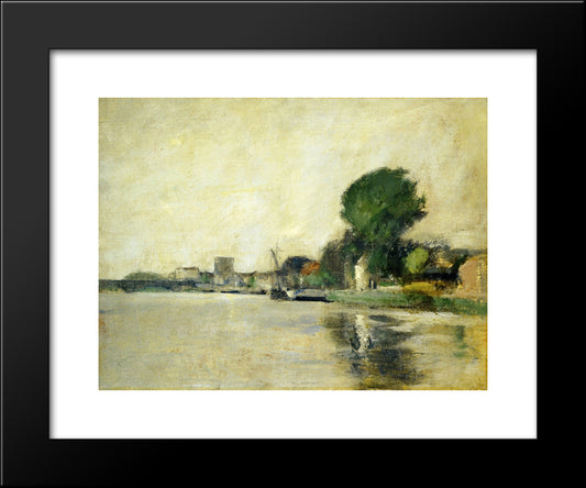 View Along A River 20x24 Black Modern Wood Framed Art Print Poster by Twachtman, John Henry