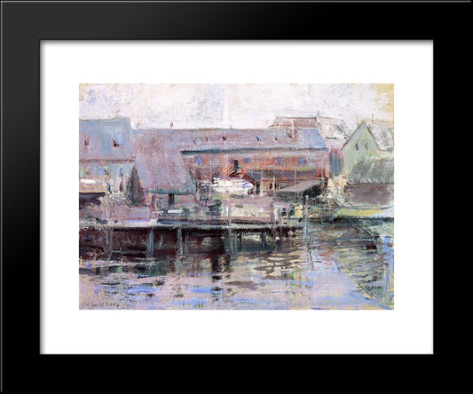 Waterfront Scene Gloucester 20x24 Black Modern Wood Framed Art Print Poster by Twachtman, John Henry
