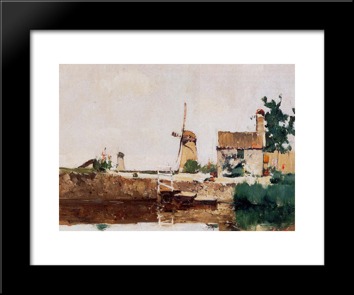 Windmills, Dordrecht 20x24 Black Modern Wood Framed Art Print Poster by Twachtman, John Henry