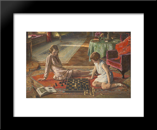 The Chess Players 20x24 Black Modern Wood Framed Art Print Poster by Lavery, John