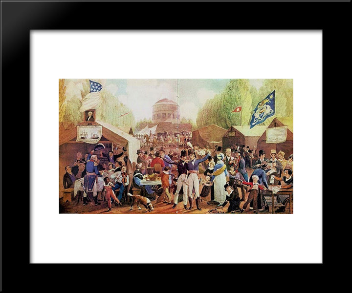 4Th Of July 1819 In Philadelphia 20x24 Black Modern Wood Framed Art Print Poster by Krimmel, John Lewis