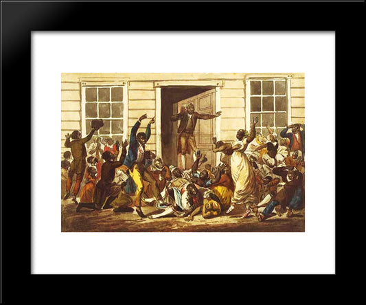 Black People'S Prayer Meeting 20x24 Black Modern Wood Framed Art Print Poster by Krimmel, John Lewis