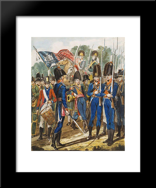 Members Of The City Troup And Other Philadelphia Soldiery 20x24 Black Modern Wood Framed Art Print Poster by Krimmel, John Lewis