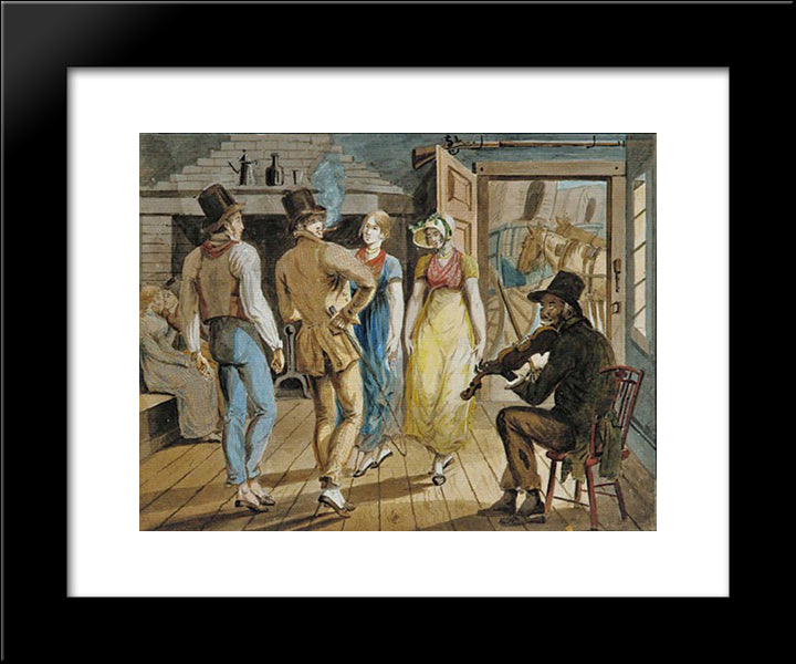 Merrymaking At A Wayside Inn 20x24 Black Modern Wood Framed Art Print Poster by Krimmel, John Lewis
