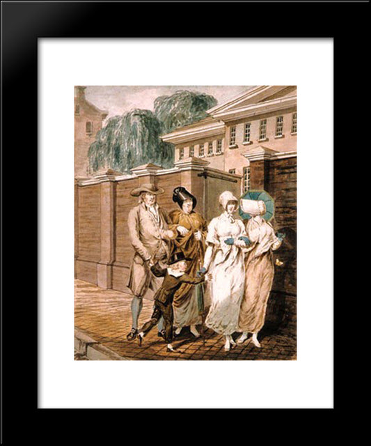 Sunday Morning In Front Of The Arch Street Meeting House In Philadelphia 20x24 Black Modern Wood Framed Art Print Poster by Krimmel, John Lewis