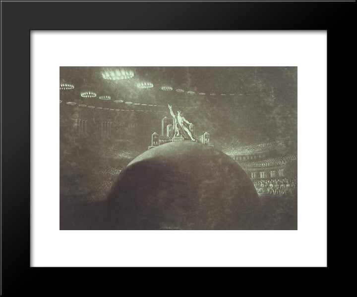 Satan Presiding At The Infernal Council 20x24 Black Modern Wood Framed Art Print Poster by Martin, John