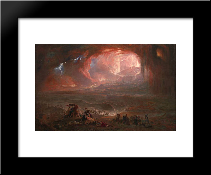 The Destruction Of Pompei And Herculaneum 20x24 Black Modern Wood Framed Art Print Poster by Martin, John