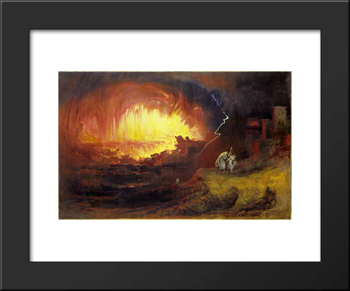 The Destruction Of Sodom And Gomorrah 20x24 Black Modern Wood Framed Art Print Poster by Martin, John
