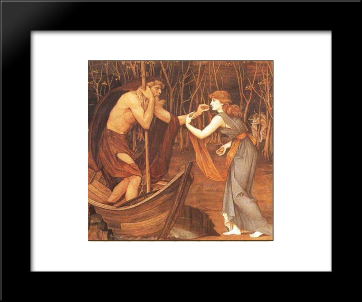 Charon And Psyche 20x24 Black Modern Wood Framed Art Print Poster by Spencer Stanhope, John Roddam