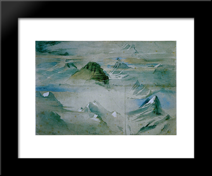 Alpine Peaks Ruskin 20x24 Black Modern Wood Framed Art Print Poster by Ruskin, John