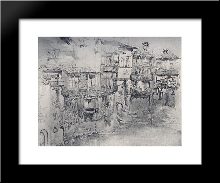 An Italian Village 20x24 Black Modern Wood Framed Art Print Poster by Ruskin, John