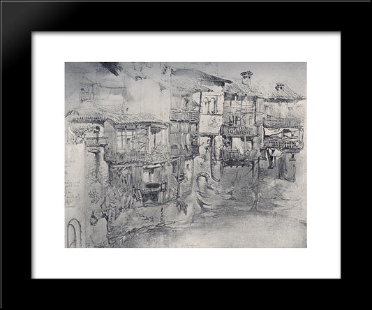 An Italian Village 20x24 Black Modern Wood Framed Art Print Poster by Ruskin, John
