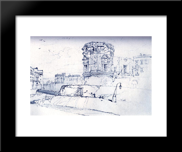 At Naples 20x24 Black Modern Wood Framed Art Print Poster by Ruskin, John