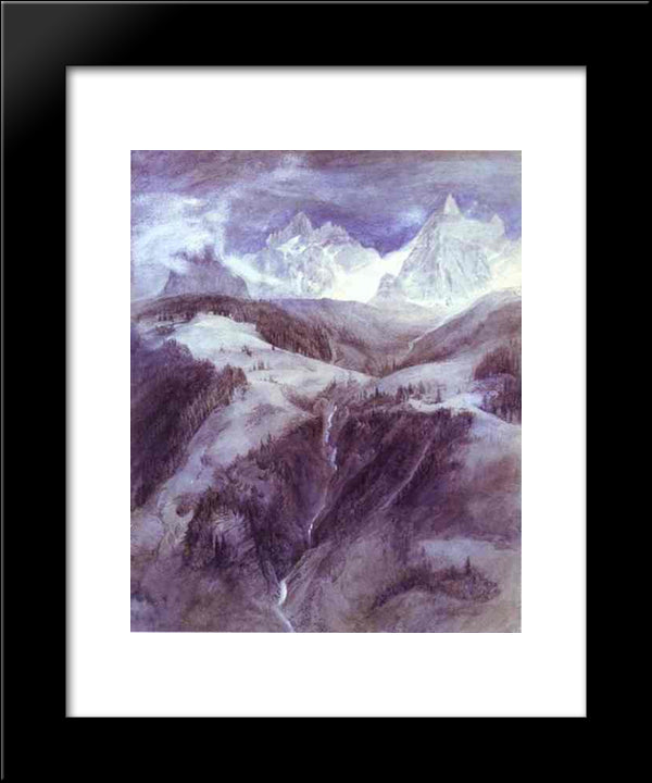 Cascade De La Folie 1849 20x24 Black Modern Wood Framed Art Print Poster by Ruskin, John