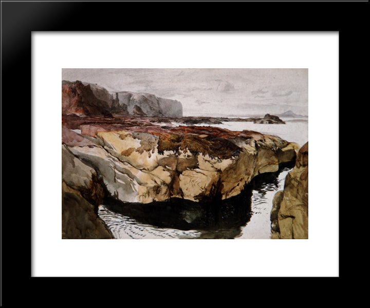 Coast Scene Near Dunbar 1847 20x24 Black Modern Wood Framed Art Print Poster by Ruskin, John