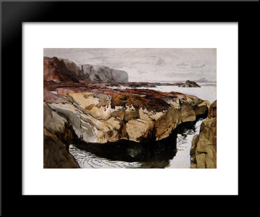 Coast Scene Near Dunbar 1847 20x24 Black Modern Wood Framed Art Print Poster by Ruskin, John