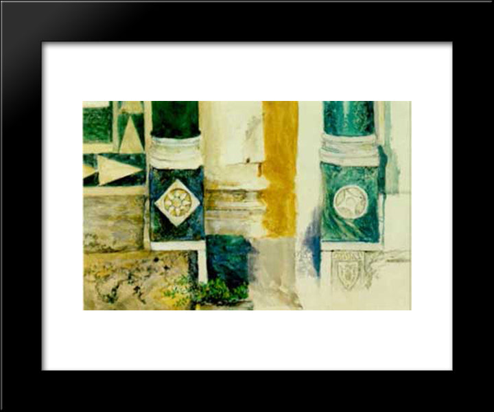 Column Bases Doorway Of Badia Fiesolana 20x24 Black Modern Wood Framed Art Print Poster by Ruskin, John