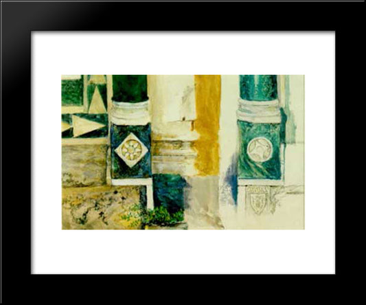 Column Bases Doorway Of Badia Fiesolana 20x24 Black Modern Wood Framed Art Print Poster by Ruskin, John