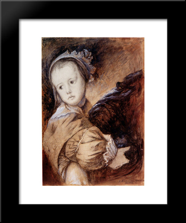 Copy Of A Girl In Van Dyck'S Portrait Of The Wife Of Colyn De Nole And Her Daughter 20x24 Black Modern Wood Framed Art Print Poster by Ruskin, John