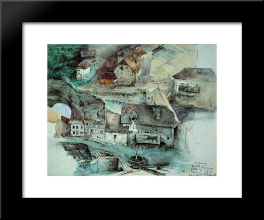 Fribourg Suisse 20x24 Black Modern Wood Framed Art Print Poster by Ruskin, John