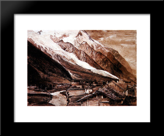 Glacier Des Bossons Chamonix 1849 20x24 Black Modern Wood Framed Art Print Poster by Ruskin, John