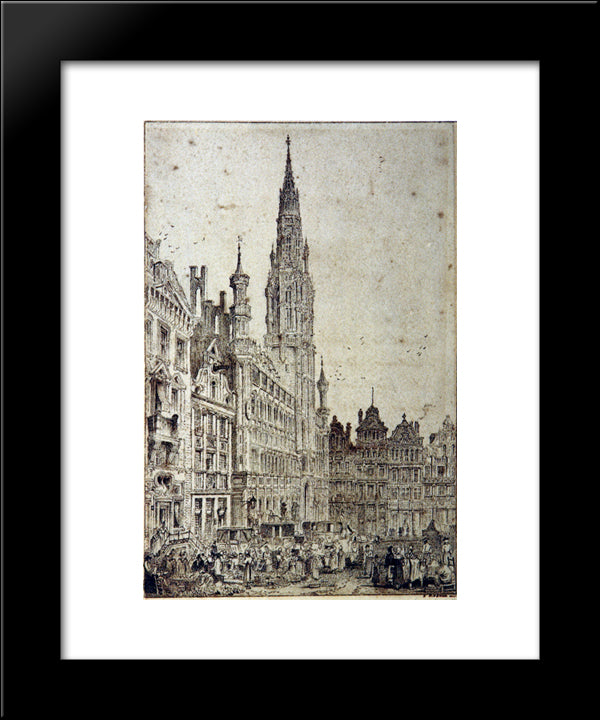 Hotel De Ville Brussels 20x24 Black Modern Wood Framed Art Print Poster by Ruskin, John
