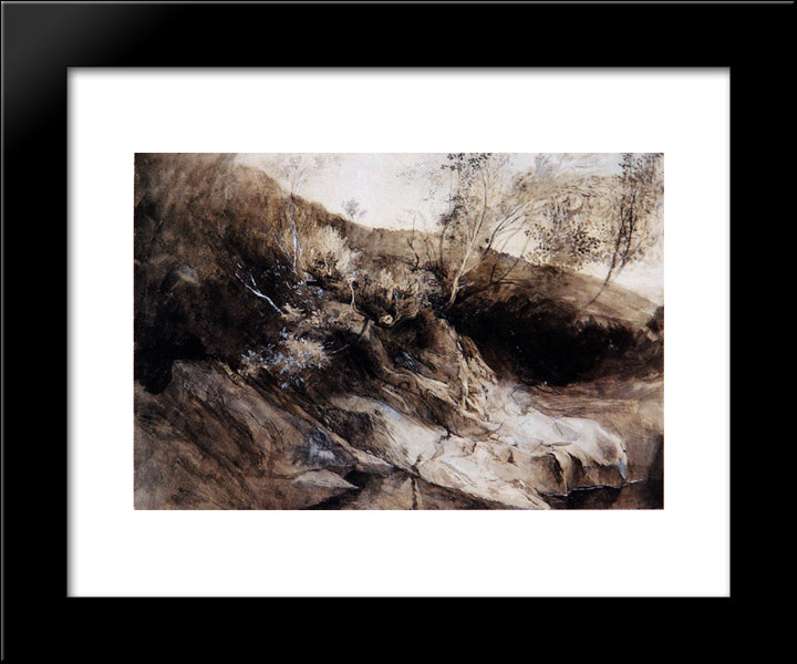 Rocky Bank Of A River 20x24 Black Modern Wood Framed Art Print Poster by Ruskin, John