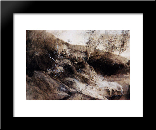 Rocky Bank Of A River 20x24 Black Modern Wood Framed Art Print Poster by Ruskin, John