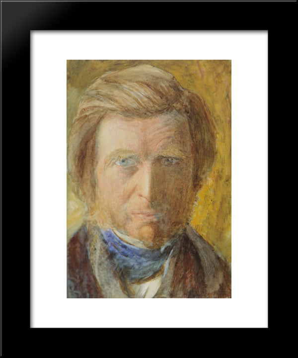 Self Portrait With Blue Neckcloth 20x24 Black Modern Wood Framed Art Print Poster by Ruskin, John