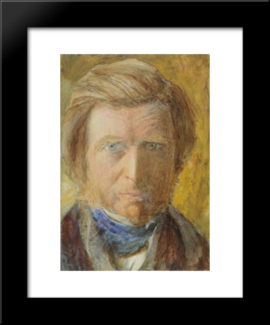 Self Portrait With Blue Neckcloth 20x24 Black Modern Wood Framed Art Print Poster by Ruskin, John