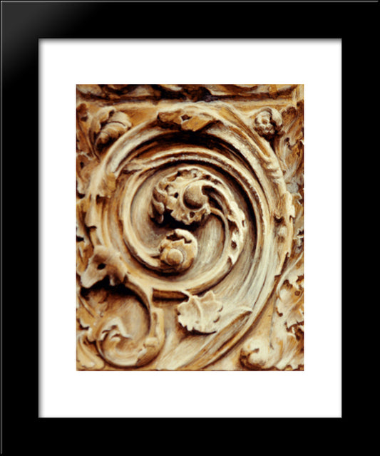 Spiral Relief From The North Transept Door, Rouen Cathedral 20x24 Black Modern Wood Framed Art Print Poster by Ruskin, John