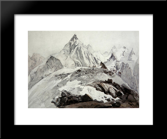 The Aiguille Blaitiere 20x24 Black Modern Wood Framed Art Print Poster by Ruskin, John