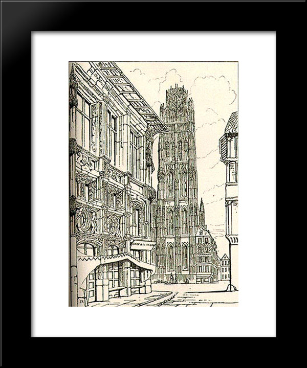 The Cathedral Spire Rouen 20x24 Black Modern Wood Framed Art Print Poster by Ruskin, John