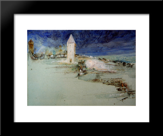 The Walls Of Lucerne 20x24 Black Modern Wood Framed Art Print Poster by Ruskin, John