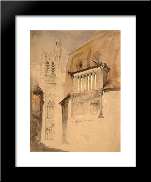 Tower Of The Cathedral At Sens 20x24 Black Modern Wood Framed Art Print Poster by Ruskin, John