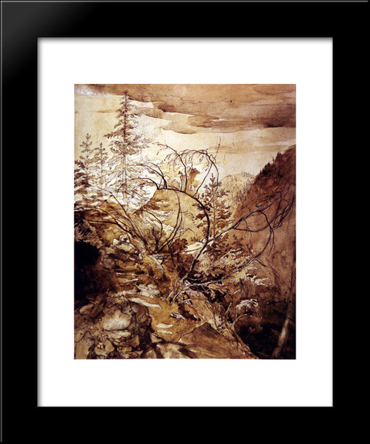 Trees And Rocks 20x24 Black Modern Wood Framed Art Print Poster by Ruskin, John