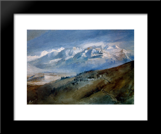 View From My Window At Mornex 20x24 Black Modern Wood Framed Art Print Poster by Ruskin, John