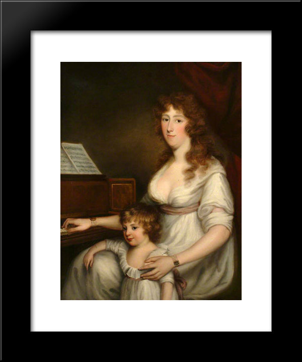 Portrait Of A Lady With Her Child 20x24 Black Modern Wood Framed Art Print Poster by Russell, John