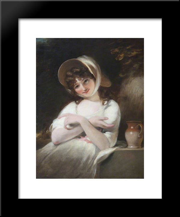 Portrait Of An Unknown Girl In A White Dress 20x24 Black Modern Wood Framed Art Print Poster by Russell, John