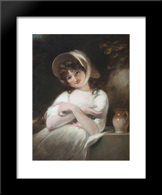 Portrait Of An Unknown Girl In A White Dress 20x24 Black Modern Wood Framed Art Print Poster by Russell, John